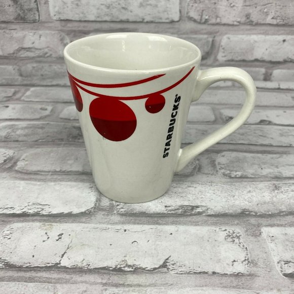 Starbucks Coffee Mug White Red Circles Ornaments - Picture 3 of 4